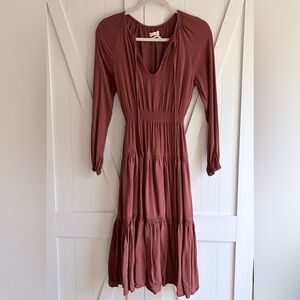 Urban Outfitters Rust Terracotta Boho Tiered Midi Dress